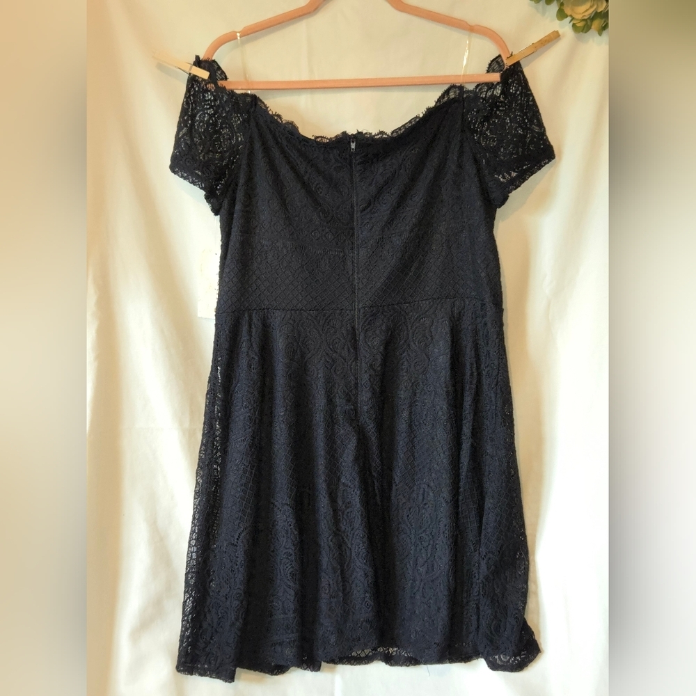 Rewind Elegant Black Lace Off The Shoulder Midi Length Dress Plus Size XXL - Picture 6 of 7